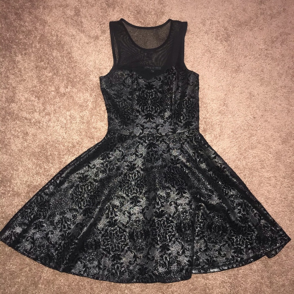 Black and gray embossed velvet dress in size XS